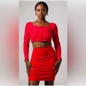 Better Be Vibrant Red Skirt Set